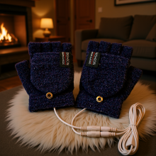 (Heating Navy) USB Heated Gloves, Touchscreen, Winter Riding
