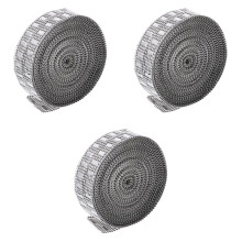 3Rouleaux Ruban Strass Argenté Décoratif 8 Rangées Pour Mariage
