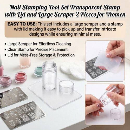 Nail Stamping Kit w/ Lid & Scraper (2pc) 2