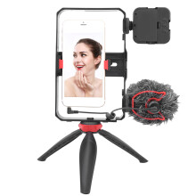 Vlog Live Phone Stabilizer Kit with 49 LED Fill Light & Microphone - Black