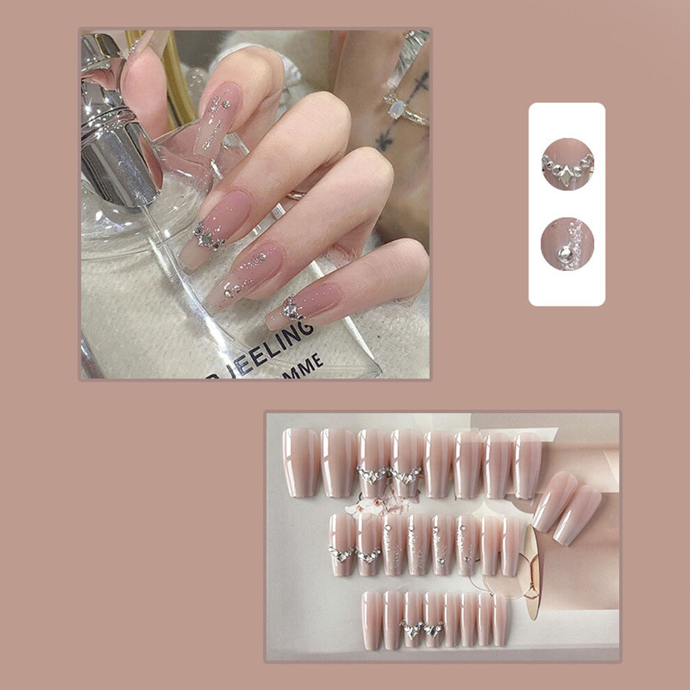 Dachuang Beauty Pink (Jelly Glue Model) Rhinestone False Nails, Reusable & Charming