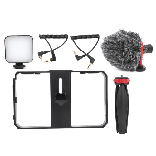 Vlog Live Phone Stabilizer Kit with 49 LED Fill Light & Microphone - Black 1