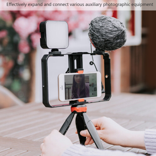 Vlog Live Phone Stabilizer Kit with 49 LED Fill Light & Microphone - Black 2