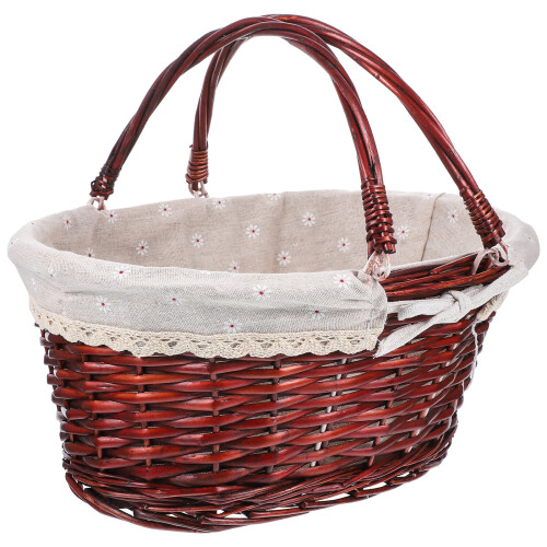 Worgeous  Wicker Garden Basket Hand Space-Saving Portable Fruit Child