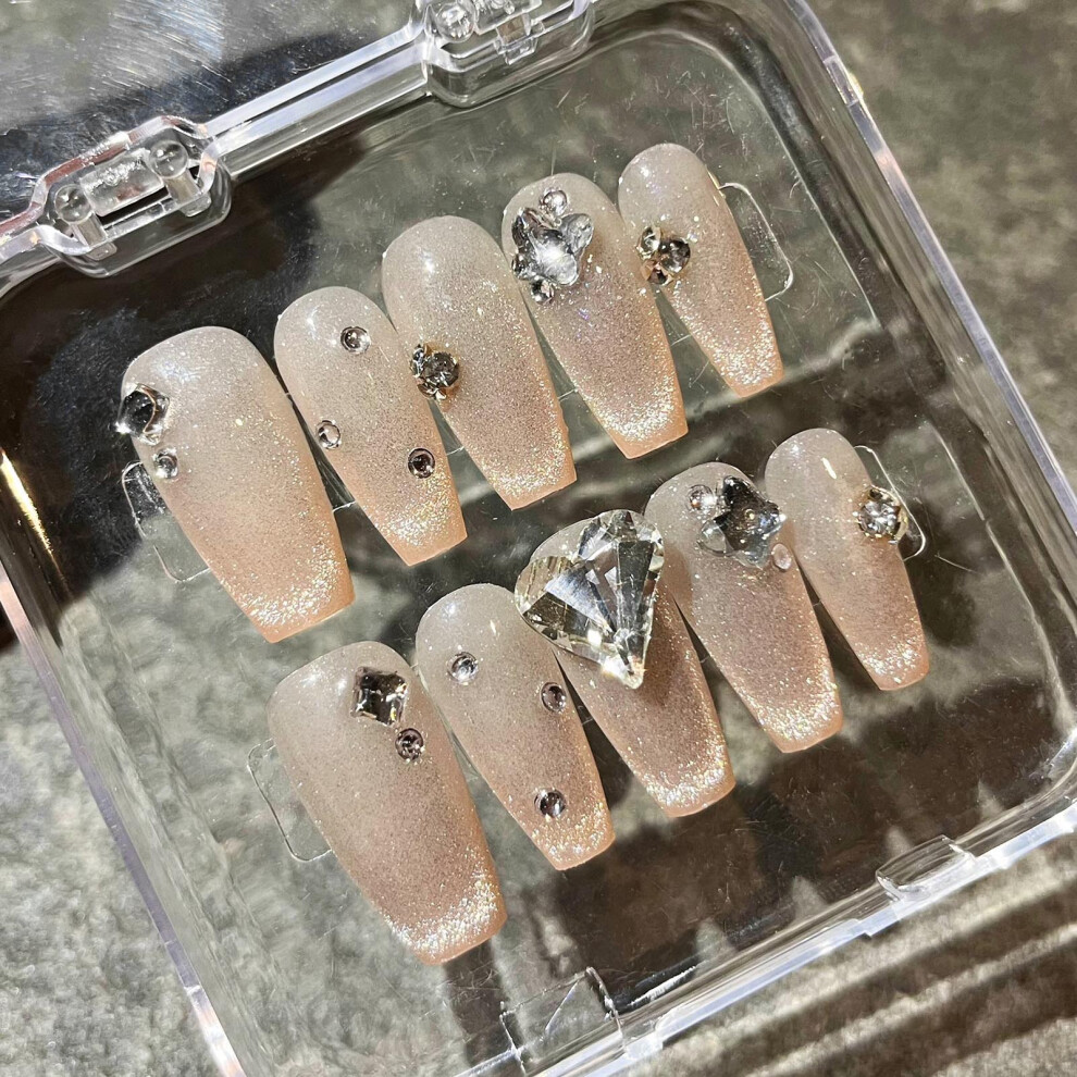 Dachuang Beauty (S) Rhinestone Cat Eye Fake Nails For Stage Wear