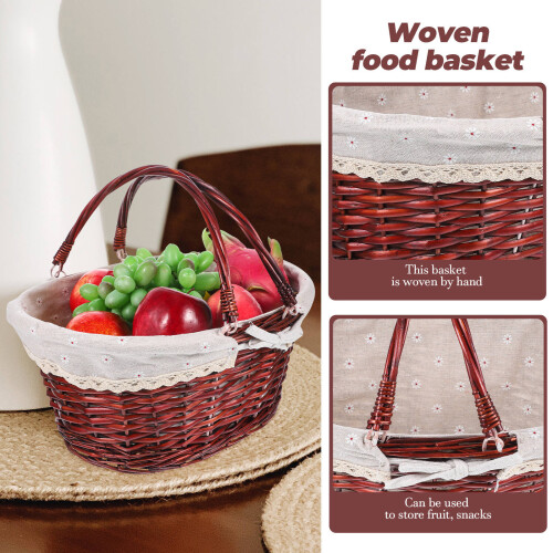 Worgeous  Wicker Garden Basket Hand Space-Saving Portable Fruit Child 2
