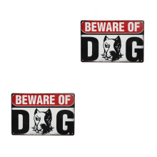 2Pcs Weatherproof Metal Dog Warning Signs for Garden Fence Multi-Color