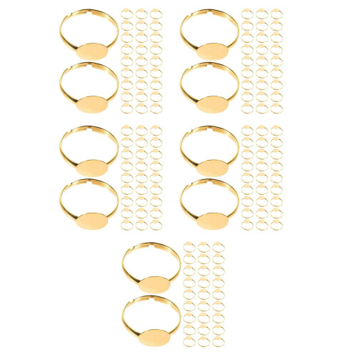 250Pcs Adjustable Golden Ring Components Iron Blanks for DIY