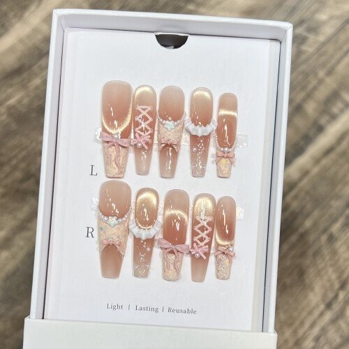 (XS) 10 Ongles Faux Chat Yeux Réutilisables 1