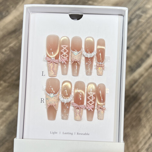 (XS) 10 Ongles Faux Chat Yeux Réutilisables 2
