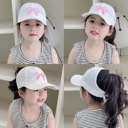 (Creamy White) Kids Baseball Cap Bowknot Summer Sun Hat