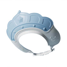 (Crown Style Blue) Kids Waterproof Shower Cap with Ear Protection