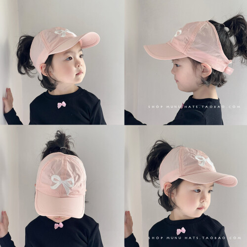 (Pink) Kids Baseball Cap Bowknot Summer Sun Hat 1