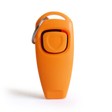 (Orange) Dog Clicker Pet Training Tool Lightweight Material with whistle 2 in 1 Design Suitable for Cats Puppy Horses