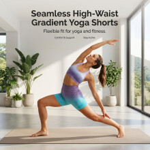 (Purple Blue, S) Women\'s High-Waist Yoga Shorts Butt Lifting