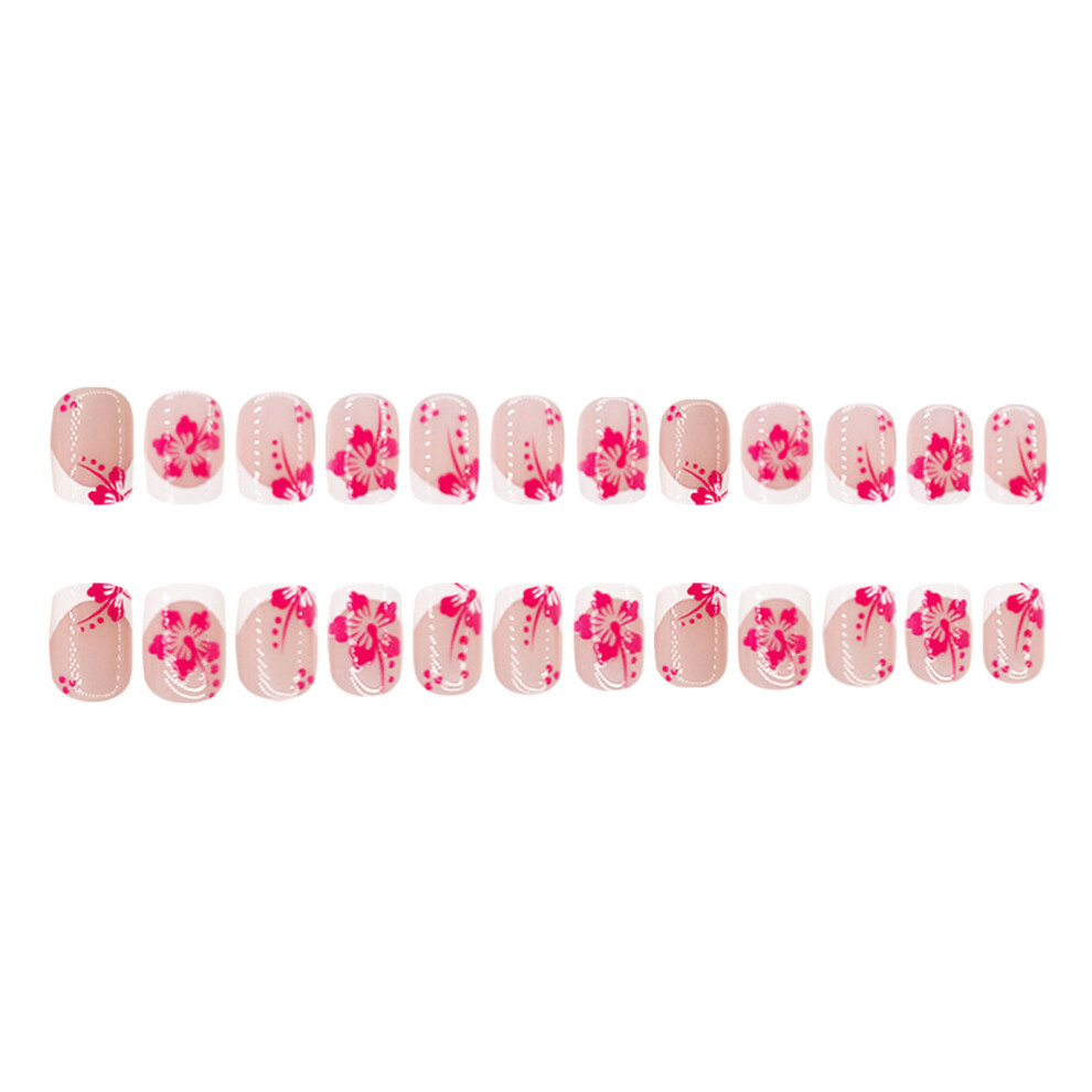 Dachuang Beauty Floral White Edge Press On Nails