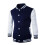(Navy Blue, M) Men\'s Warm Stand Collar Baseball Jacket - Polyester Blend 5