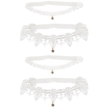4Stk Weißes -Beinband Mit Strassornamenten Für Hochzeit