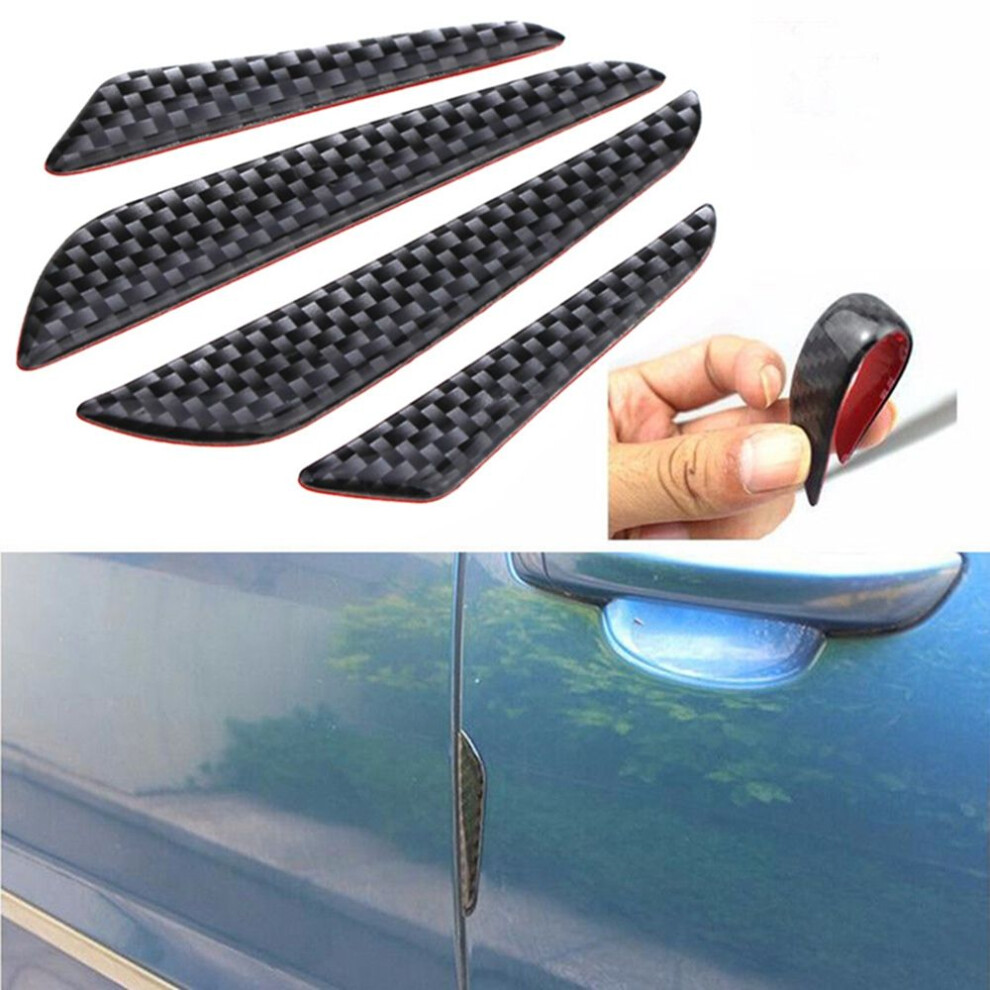 4Pcs Scratch Protector Crash Sticker Car Door Edge Guard Trim Molding Protection Strip Carbon Fiber Black 6935161646382