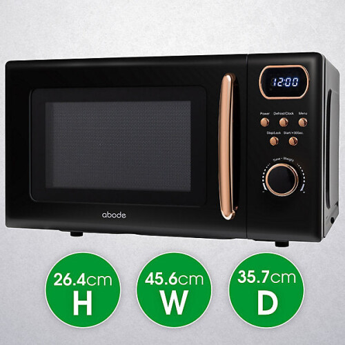 Abode Retro 20L 800W Digital Microwave Black and Rose Gold 1