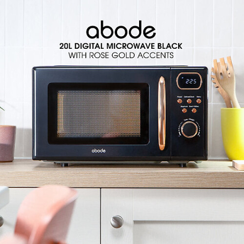 Abode Retro 20L 800W Digital Microwave Black and Rose Gold 2