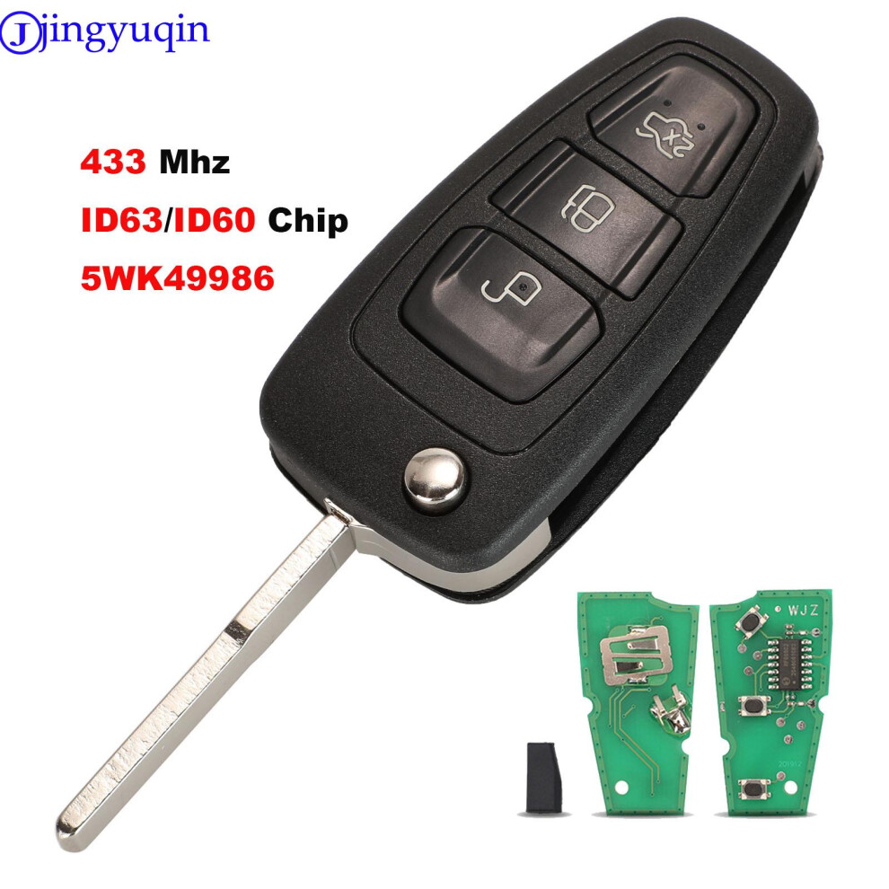 Remote Ask 433/315 Mhz Id63 Chip 3Button Flip Car Key Cover Case Shell For Ford Focus Fiesta 2013 Fob Hu101 Blade 6935161684506