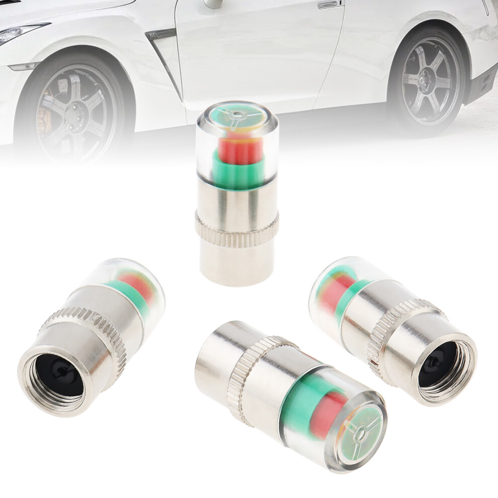 4Pcs 2.4 Bar Car Tire Pressure Gauge Cap Sensor Indicator Alert Monitoring Automobile Tyre Pressure Detection Diagnostic Kit 6935161646306