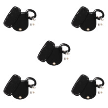 5Pcs PU Craft Kit DIY Black Shoulder Bag Handbag Making Materials Set