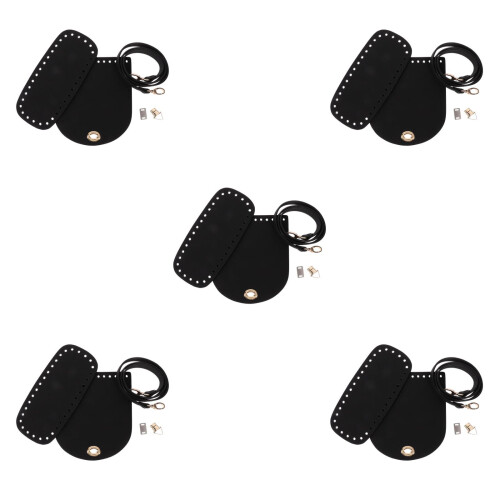 5Pcs PU Craft Kit DIY Black Shoulder Bag Handbag Making Materials Set
