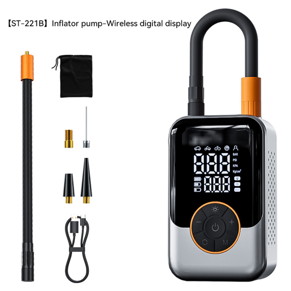 Electric Car Air Pump Portable Tire Inflator Wireless Air Injector Lcd Display Air Compressor For Car Motorcycle Bike Tyre Ball 6935161662849