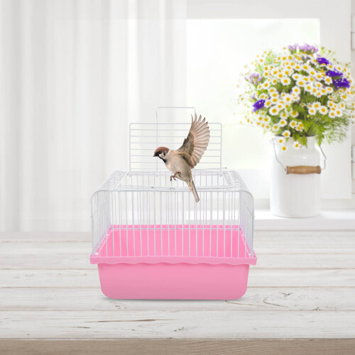 Cage Voyage ABS Rose Portable Pour Perroquets Petits Animaux 2