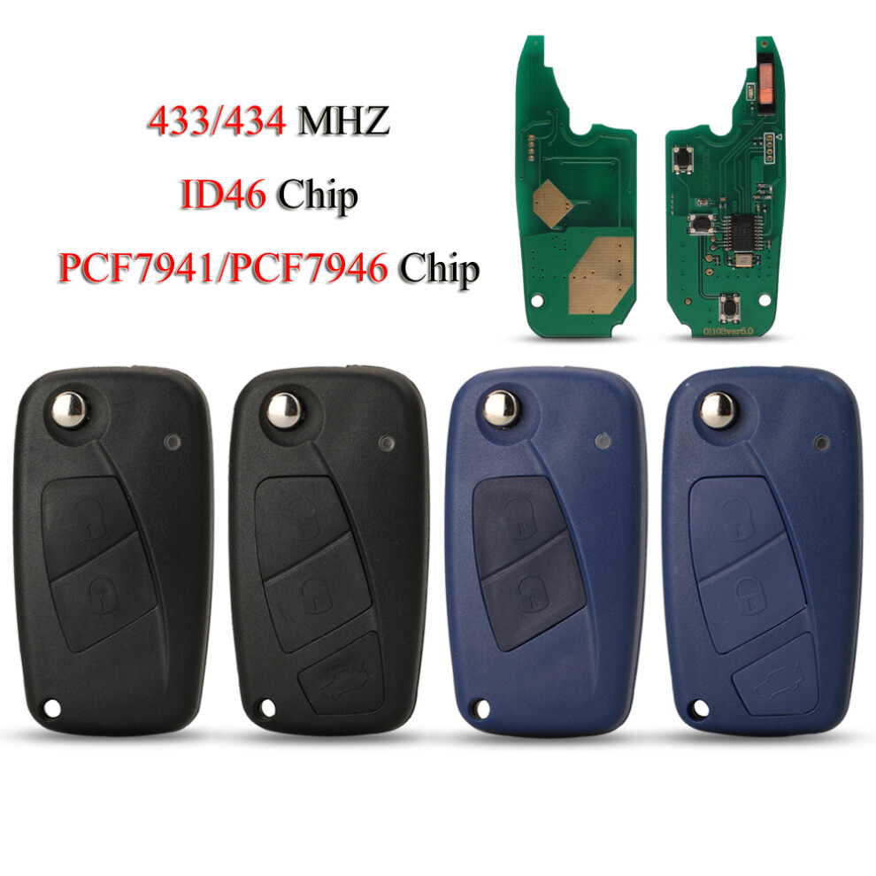 Folding Remote Car Key For Fiat 500 Punto Ducato Stilo Panda Bravo 433/434Mhz Id46 Pcf7941/Pcf7946 Chip 2/3 Buttons 6935161682106