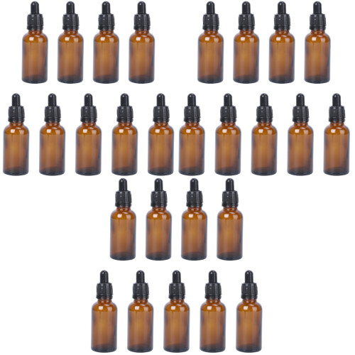 27Pck Refillable Glasflaschen Mit Tropfer Leere Flaschen Kaffeefarbe 2