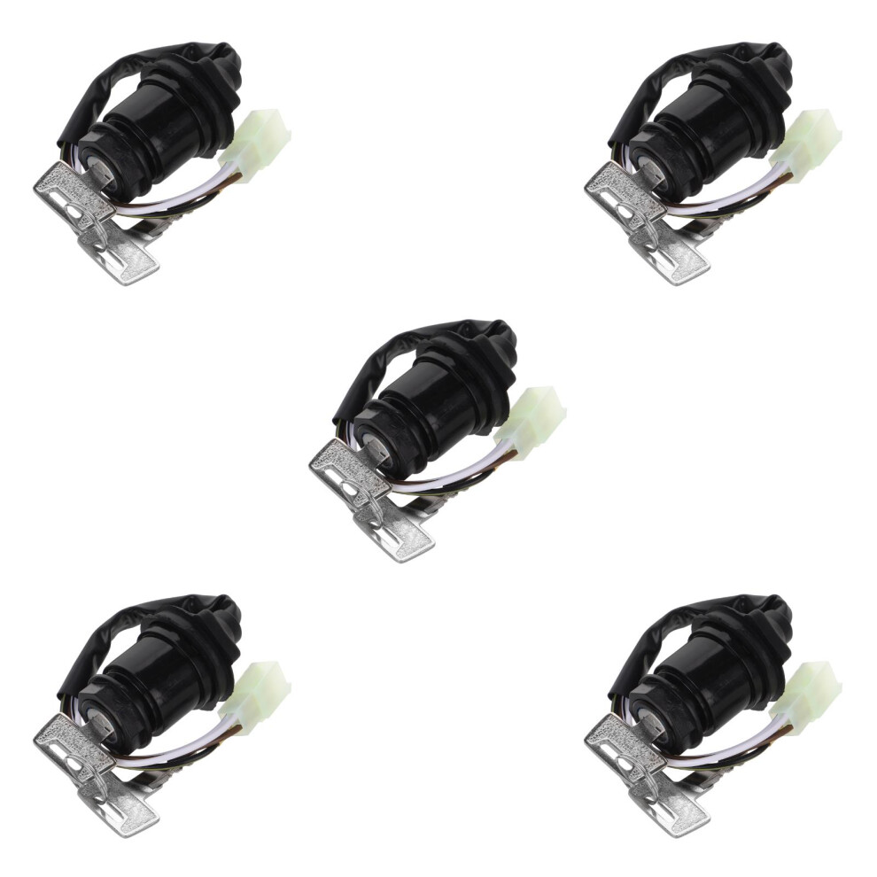 5Pcs Motorcycle Ignition Switch Key Start Durable Replacement Black 3722821835766