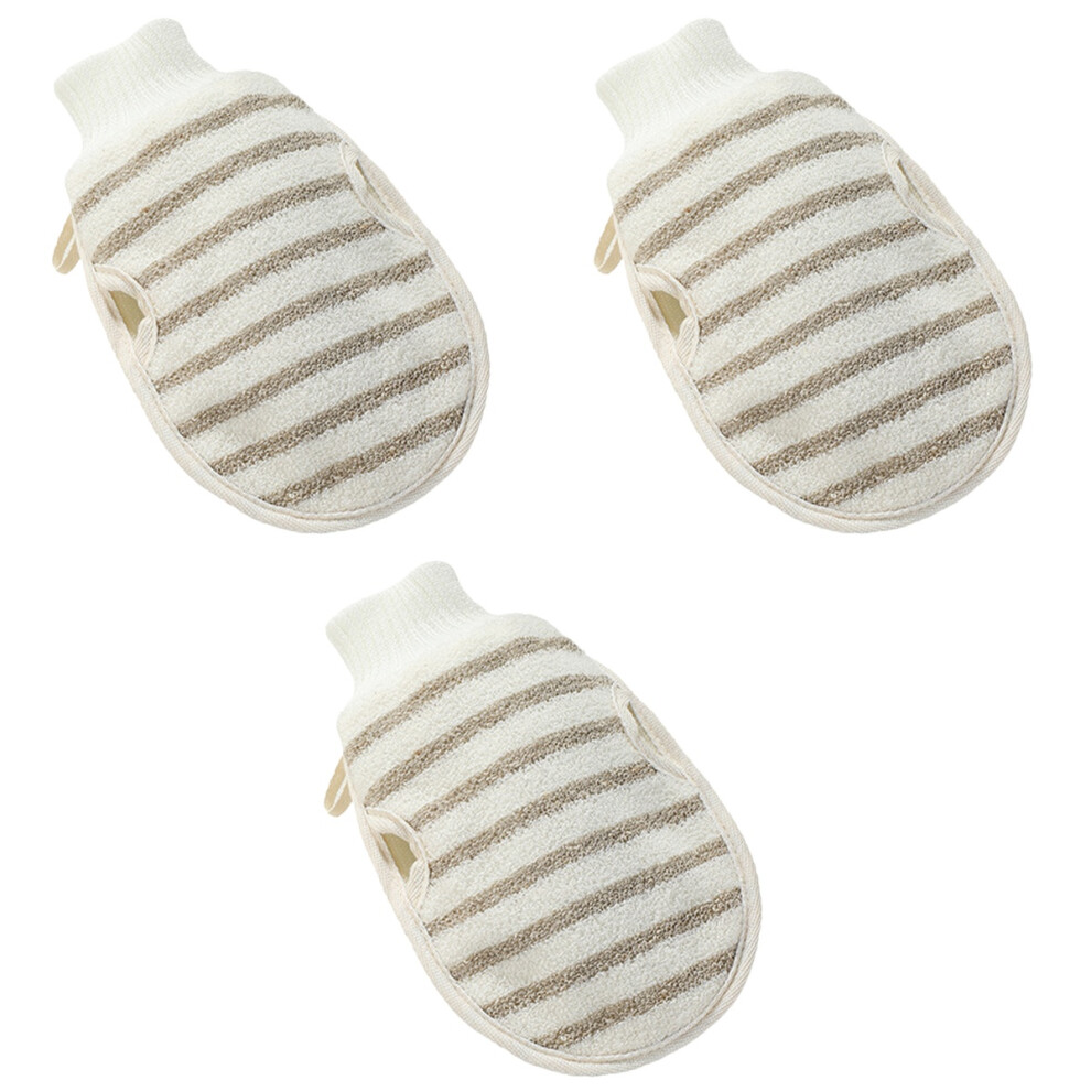 Totority 3Pcs Double Sided Skin Exfoliating Scrub Glove For Bath Shower