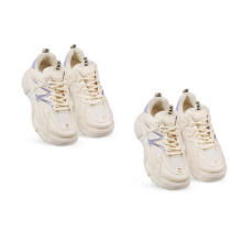 2Paare Bequeme Chunky Sneakers Für Frauen Beige Mit Rutschfester Sohle