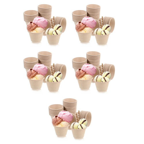 250Pcs Khaki Pulp Cups Small Dessert for Ice Cream