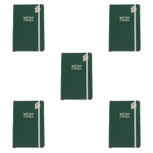 5Pcs Dark Green Weekly Desk Planner PU Cover Elegant Home Use Notepad