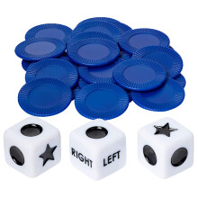 27pcs Acrylic Games Dices 3 Dices and 24 Chips Left Right Center Dice Game Portable for Family Friends Nights