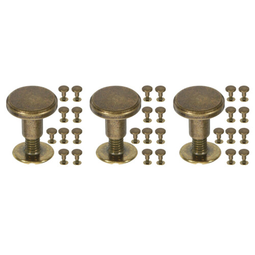 30Pcs Durable Golden Round Flat Head Binding Screws for Craft Projects