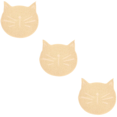 3Pcs Beige Cat Feeding Pad Claw-Resistant Litter Mat for Pets