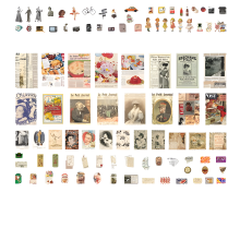 Greamáin gearrtha seanré mála ábhair sraith mhór stamach iris ealaíne ábhar maisiúil DIY stickers4models