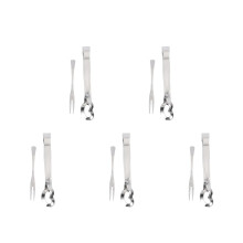 10Pcs Stainless Steel Snail Tong and Fork for