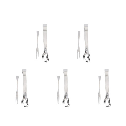 10Pcs Stainless Steel Snail Tong and Fork for
