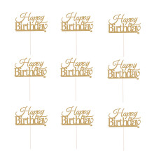 10 Pcs Happy Birthday Cake Topper Decorations Party Supplies Golden