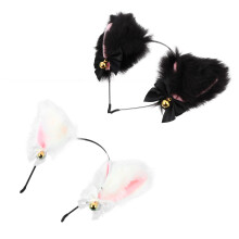 2Pcs Plush White Cat Ear Hair Hoop Stylish Performance Hair Accessory