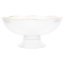 White Plastic Fruit Bowl with Drainage Hole Elegant Gold Trim