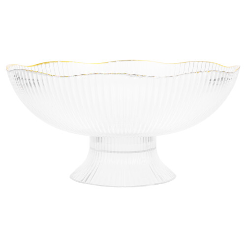White Plastic Fruit Bowl with Drainage Hole Elegant Gold Trim
