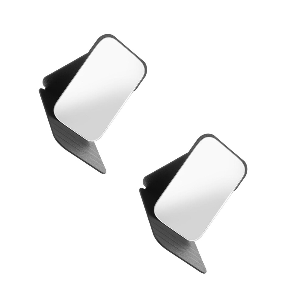 Solustre Black 2Pcs Pu Foldable Makeup Mirror With Portable Stand