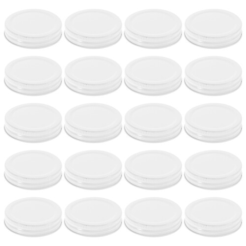 100Pcs Tinplate Mason Jar Lids Reusable White Canning Jar Caps